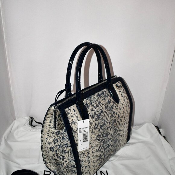 BRAHMIN Anchor Cirrus Contrast Trim Caroline Satchel in Anchor #S512437 00951 NW - Picture 6 of 10